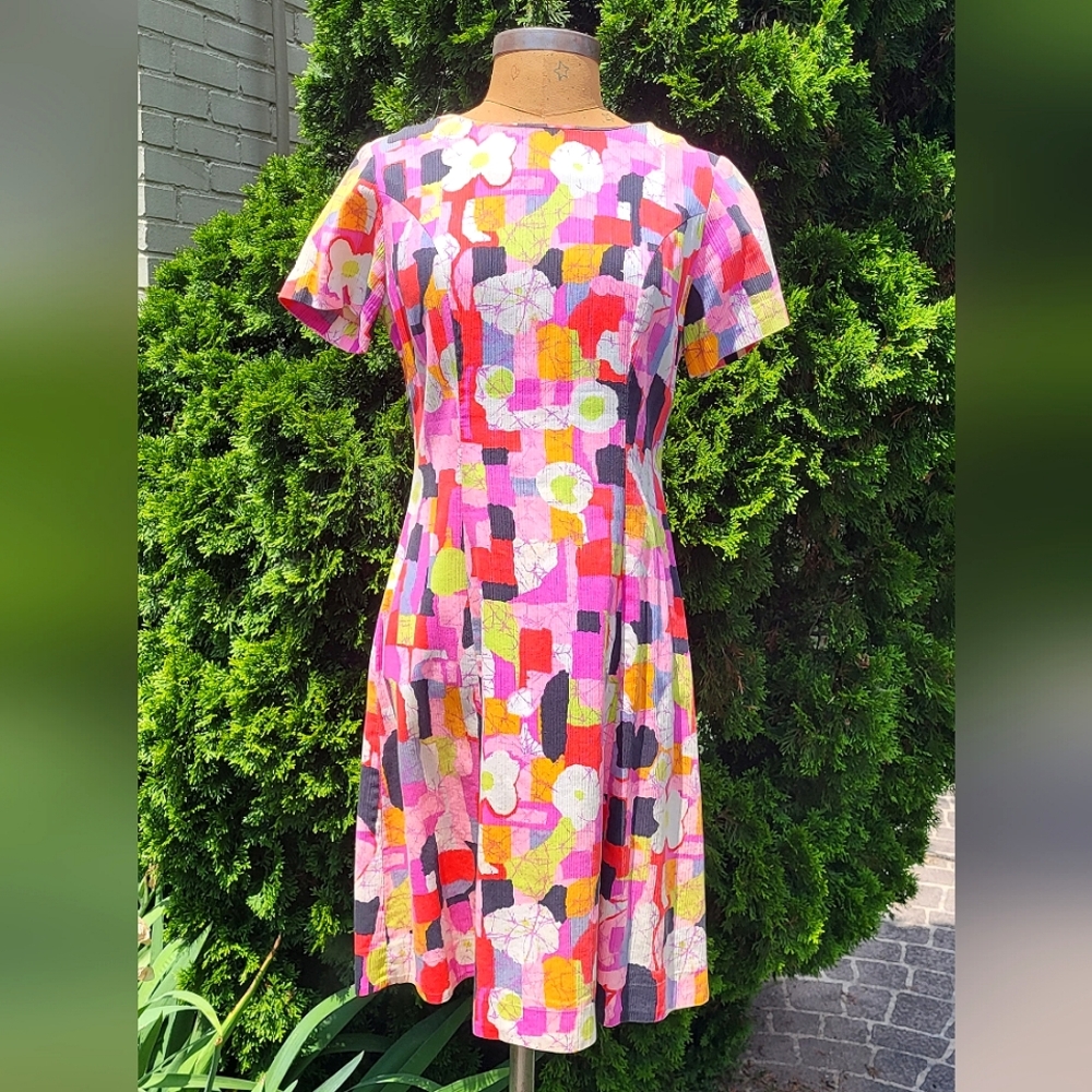 Vintage John Abbott Pink Mod Floral Dress